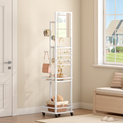 Rangement pour armoire à bijoux 12,2 "avec miroir sur roulettes