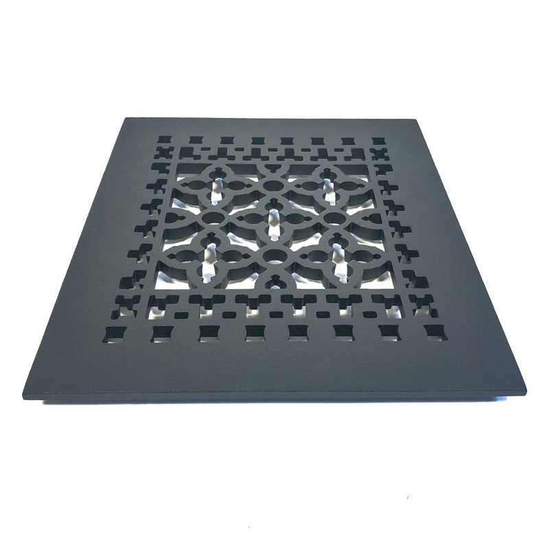 Black Cast Iron Decorative Rectangular Grille for Walls and Floors