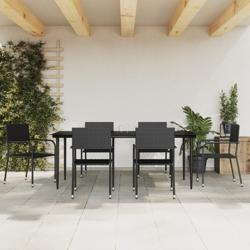 Ensemble repas d'extérieur Zalena, Noir, 63 po x 31,5 po x 29,1 po, 4