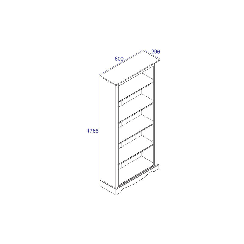 Choe 5 Shelf Tall Bookcase, White and Antique Wax Finish