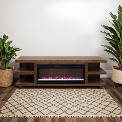 Meuble télé 82 po Laurel Canyon pour téléviseur de 90 po ou moins, assemblage minimal, finition chêne bourbon
