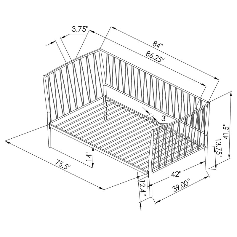 Vertigo Matte Black Metal  Daybed Bed Frame