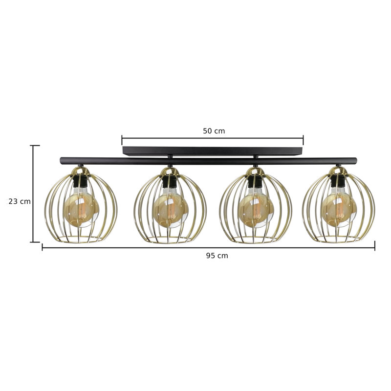 Andrekia Flush Mount, Gold, Black/Gold