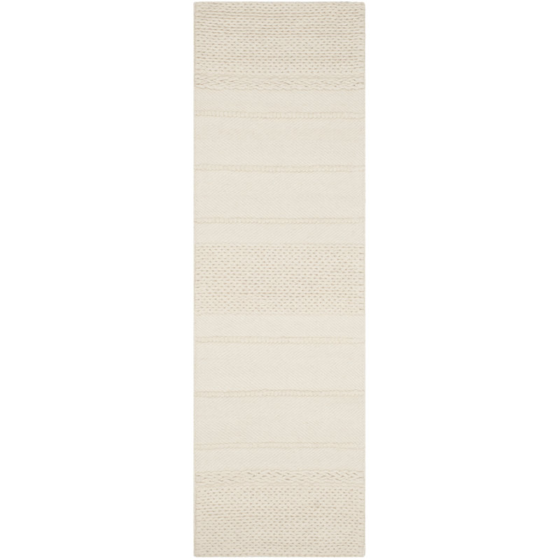 Tapis naturel rayé en laine / coton tissé à plat à la main Brookneal, Tapis de couloir 2 pi 3 po x 10 pi