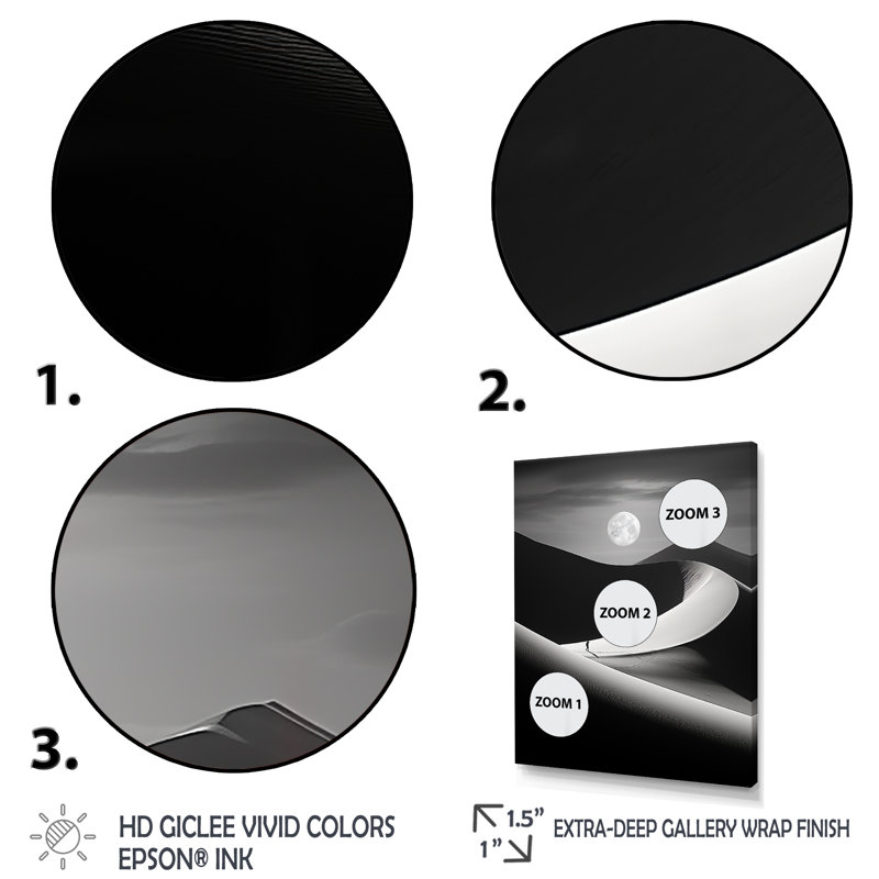 Oasis de sable noir et blanc du désert, Cadre simple noir, H 20 po x l 12 po x P 1 po