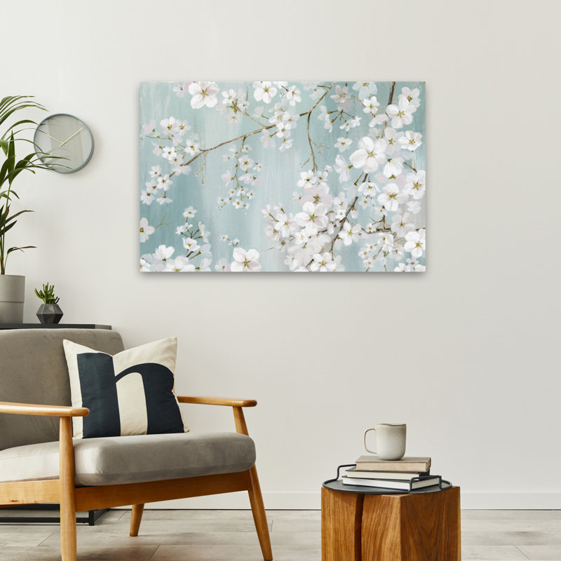 Fleur, neige, floral, botanique, nature, printemps, peinture, art contemporain, H 36 po x l 24 po