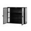 Armoire noire avec trois rangements en verre trempé et de forme simple, pour diverses pièces-185472381