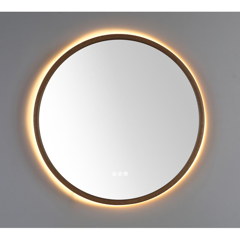 Zen LED Mirror, 35.43" x 35.43", Whitewash, Round