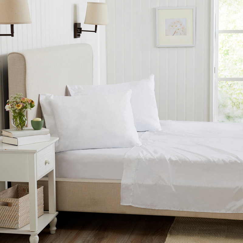 Twin White Solid Microfiber Sheet Set