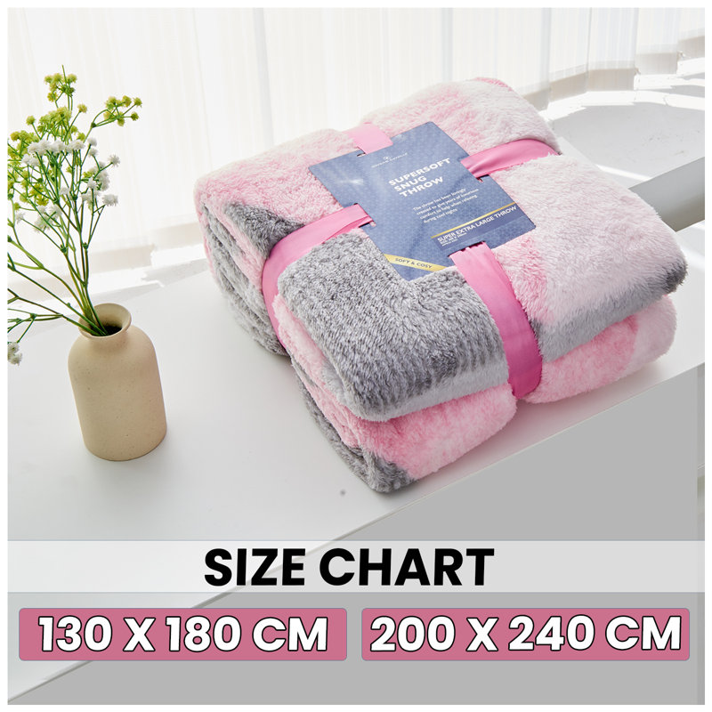 Standard Throw Blanket, Pink, 130cm W x 180cm L