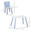 HOMCOM 3 Pcs Kids Table & Chairs Set Wood Legs Safe Corners Cute Stars Blue