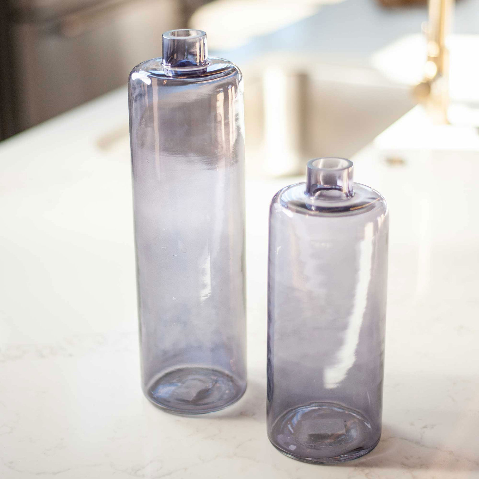Serena 10'' Handmade Glass Table Vase, Gray, 10"H x 4"W x 4"D