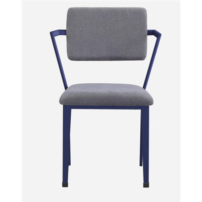 Gray fabric and blue glossy office chair