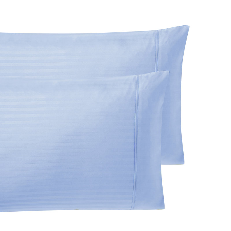 Ensemble de draps 6 pièces Dobby, Ensemble de draps pour lit simple avec deux taies , Rayures bleu clair
