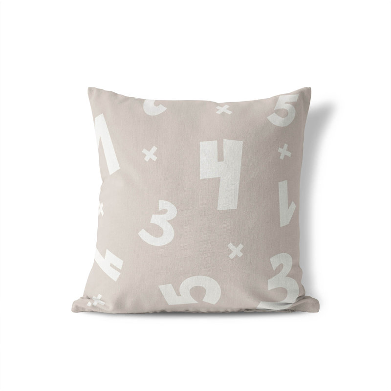 Coussin Numéros, H 26 po x l 26 po, Taupe / ivoire