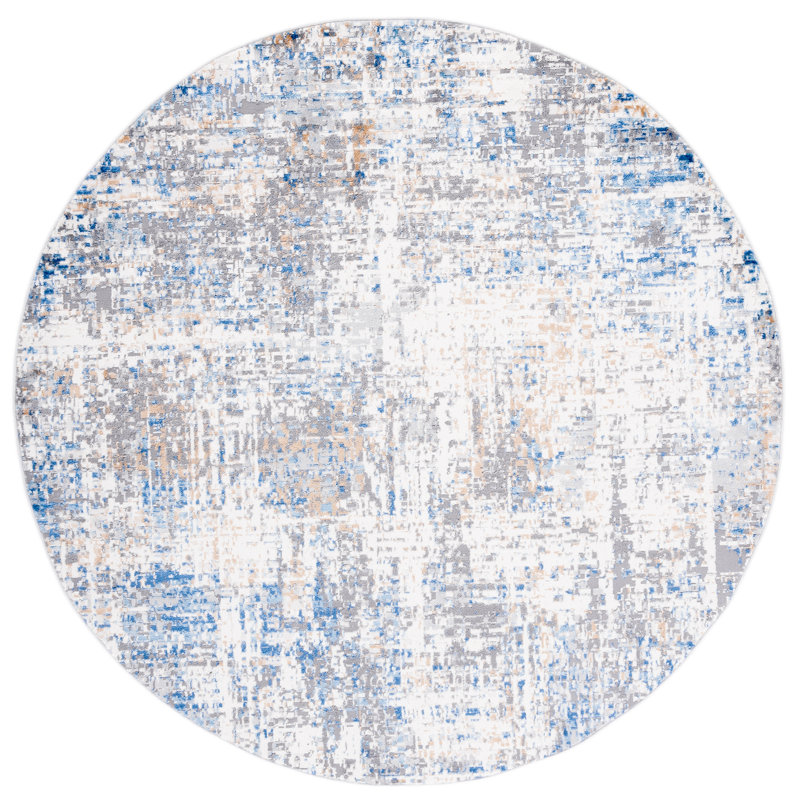 Shivan 100 Performance Abstract Rug, Round 6'7"