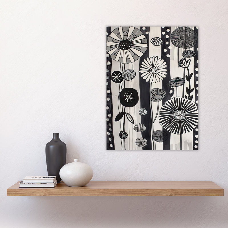 Abstract Wildflowers Stripes Artwork Wall Art Print