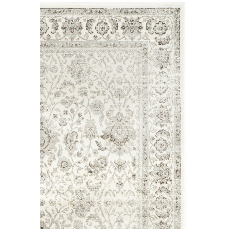 Tapis oriental en viscose ensembles de jardin en beige / gris, Rectangle 4 pi x 5 pi 3 po