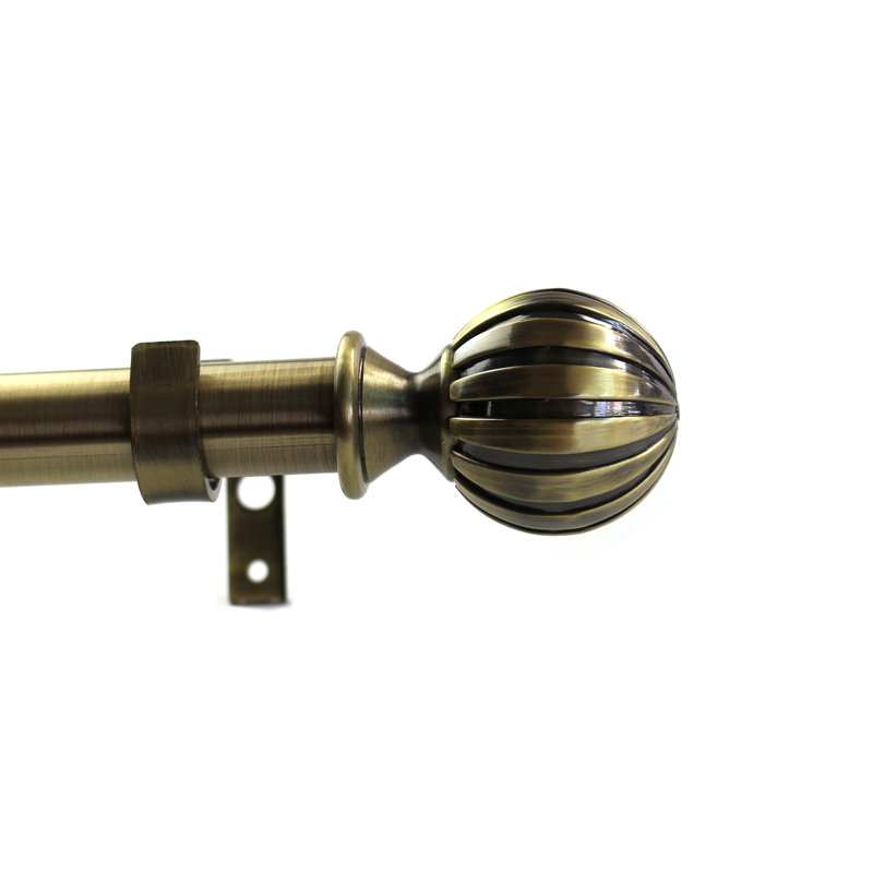 Adamantios Steel Adjustable Single Curtain Rod, 28" - 48" W, Antique Brass