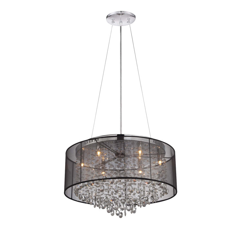 Lustre tambour unique / remarquable Lonan, Noir, 6, H 15 po x l 23,5 po x P 23,5 po