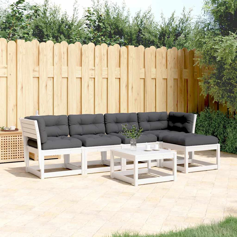 273cm Wide Patio Sofa, Gray, White