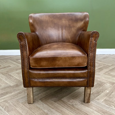 Lorane Upholstered Top Grain Leather Armchair
