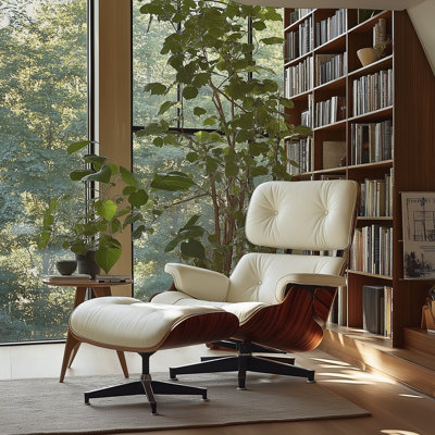Leather Swivel Lounge Chair With Ottoman