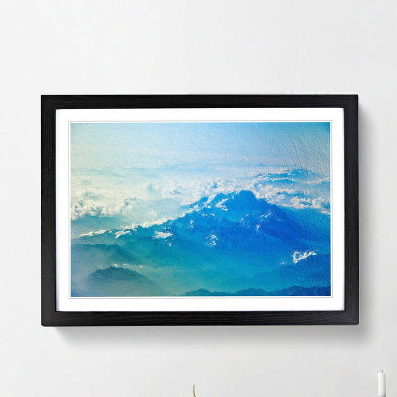 Clouds Above the Mountains - Picture Frame Painting Print, 27cm H x 36cm W x 2cm D, Black Framed