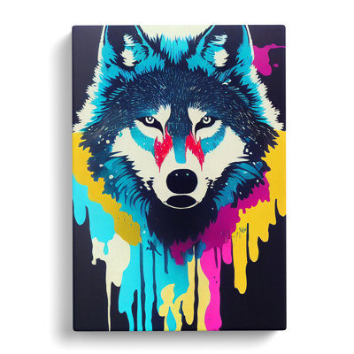 Wolf Dripping Paint No.3 Abstract - Wrapped Canvas Print