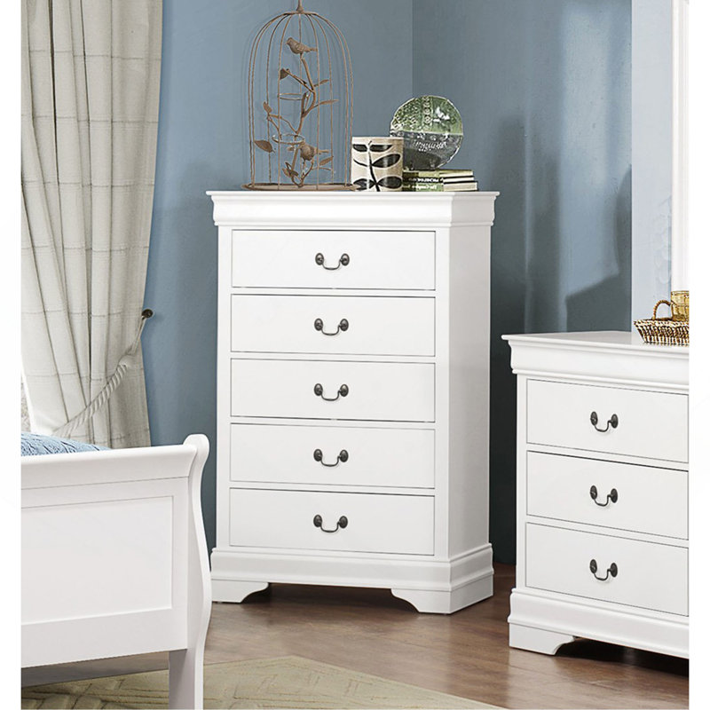 Mobilier de chambre à coucher avec tiroirs et poignées de style antique 1 pièce, Blanc