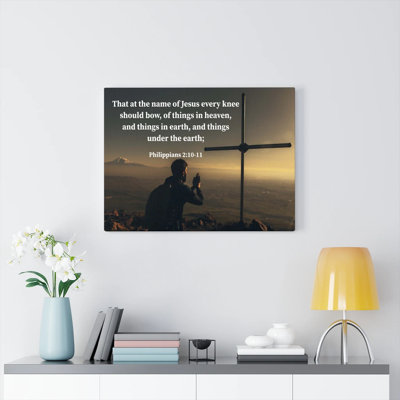 «Every Knee Shall Bow Bow Philippians 2: 10-11 Christian Wall Art Bible Verse Print» prêt à être suspendu