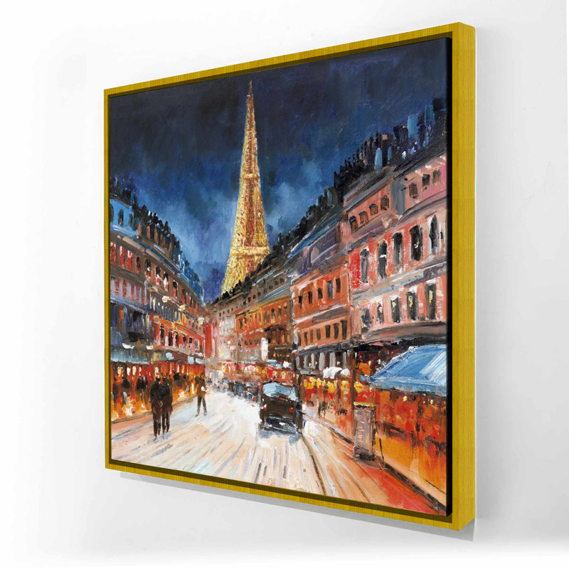 Illuminated Paris - Framed Canvas Bedroom Street Scenery