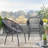 Modern Outdoor Chair Pair - Weave, Black Polished Iron, 28.26" W X 25.31" L 33.59" H Chairs Streamlined Style, Woven , Iron Frame,