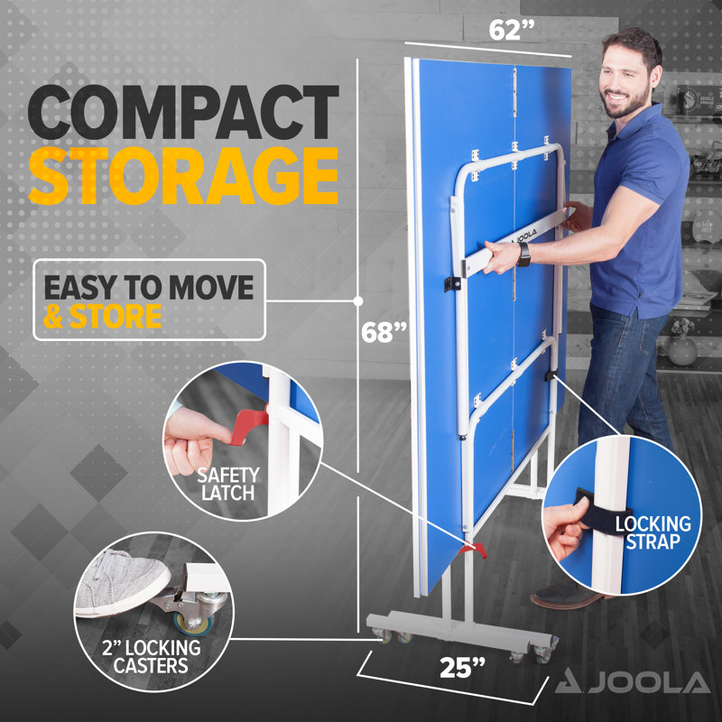 JOOLA Quadri Indoor 15mm Table Tennis Table - Ping Pong Table with Quick Clamp Ping Pong Net Set