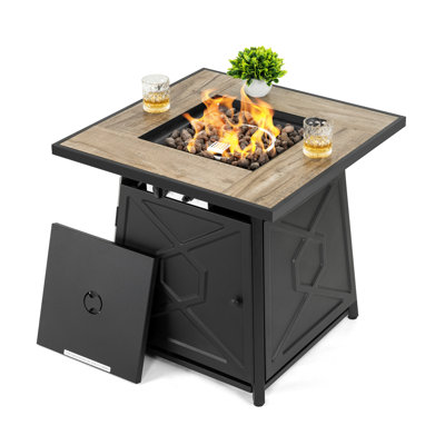 Ansah Square Iron Propane Smokeless Fire Pit Table