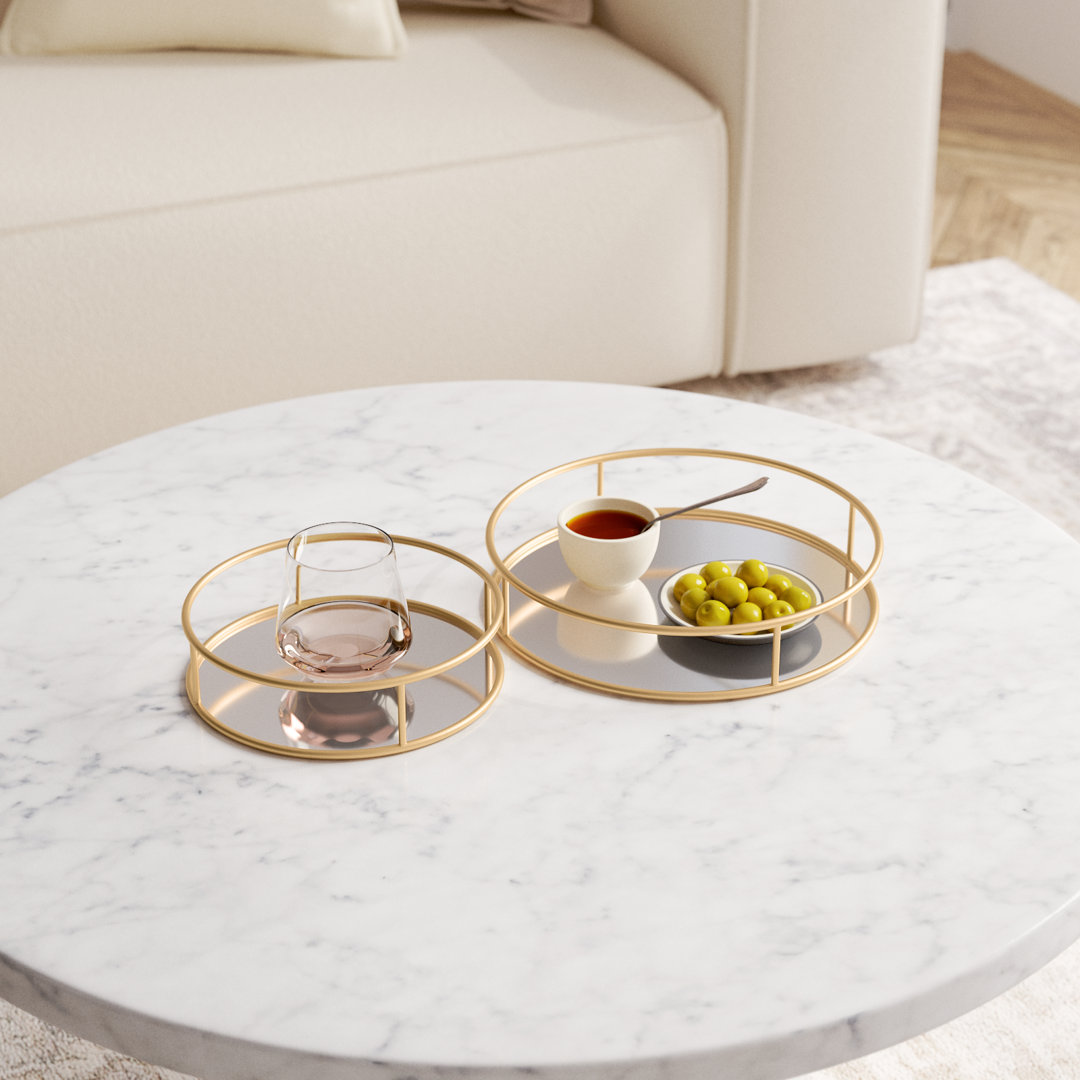 Rachelle Mirrored Metal Tray (Set of 2) Kelly Clarkson Home