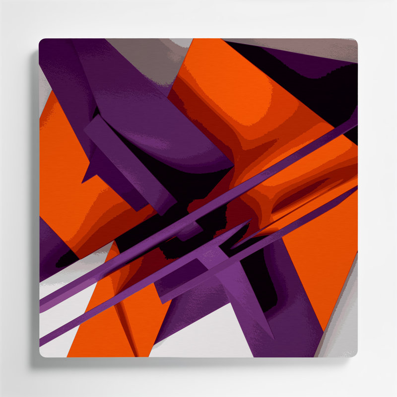 «Geometric Abstraction 18», art mural en métal mauve, H 16 po x l 16 po