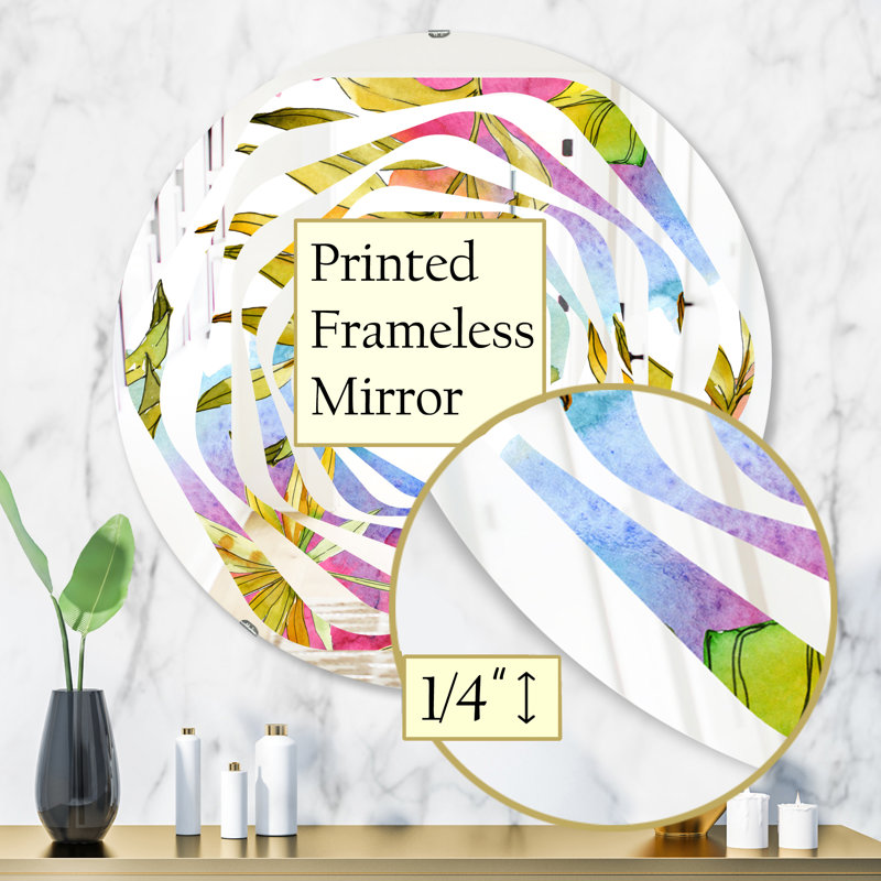 Miroir mural Whirl Coastal, 31,5 po x 31,5 po, Feuillage tropical IV
