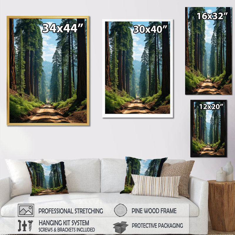 «USA Sequoia And Kings Canyon Forest», reproduction d'art sur toile, Cadre simple argenté, H 40 po x l 30 po x P 1,5 po