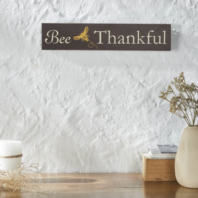 Plaque murale en bois aggloméré Buzzy Bees Thankful 3x14x0,75