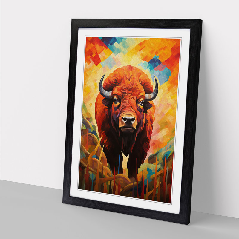 Buffalo Orphism No.2 - Single Picture Frame Print on Wood, 46cm H x 34cm W x 2cm D, Black Framed