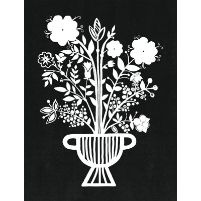 Vase à fleurs noir et blanc - imprimé