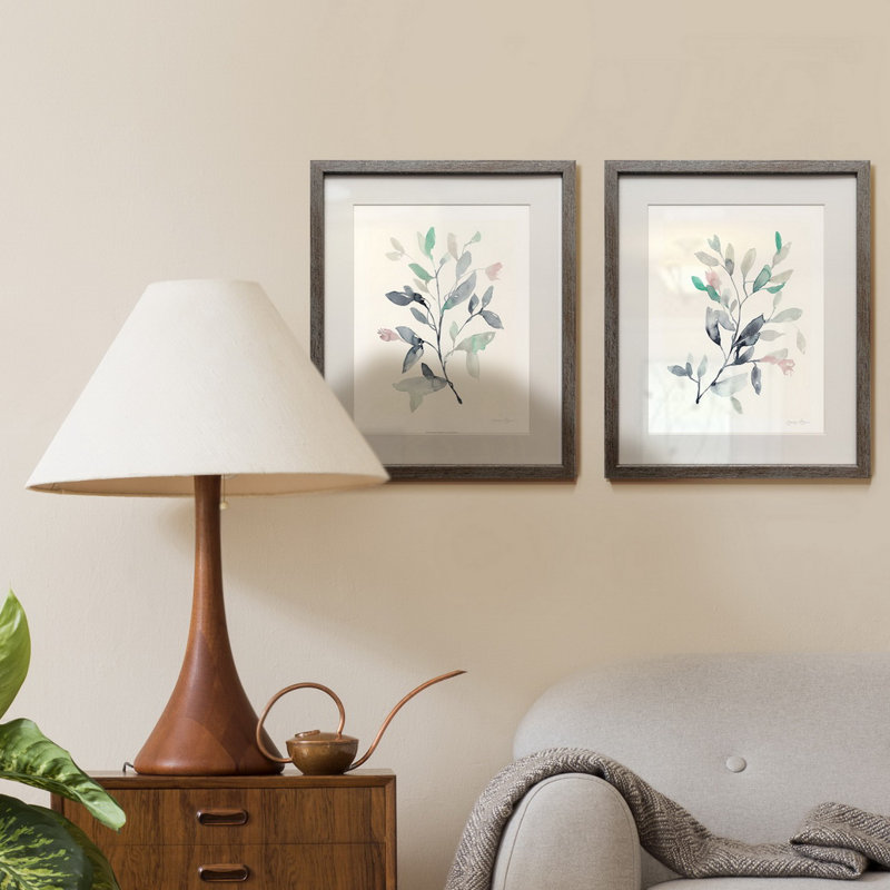 Water branches I-ensemble de 2 reproductions d’art sur papier encadrée