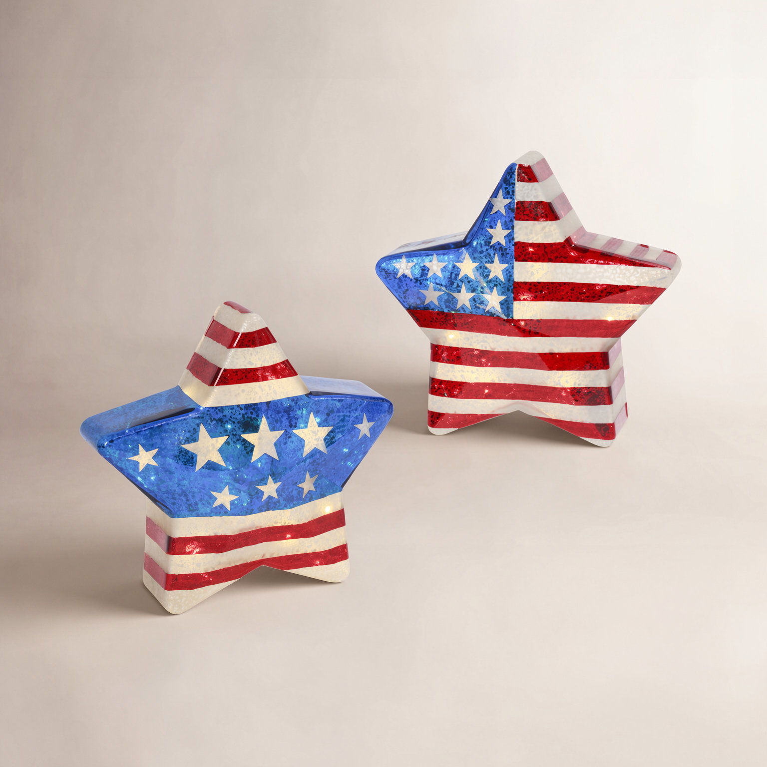 Lighted Glass Americana Star Holiday Accent