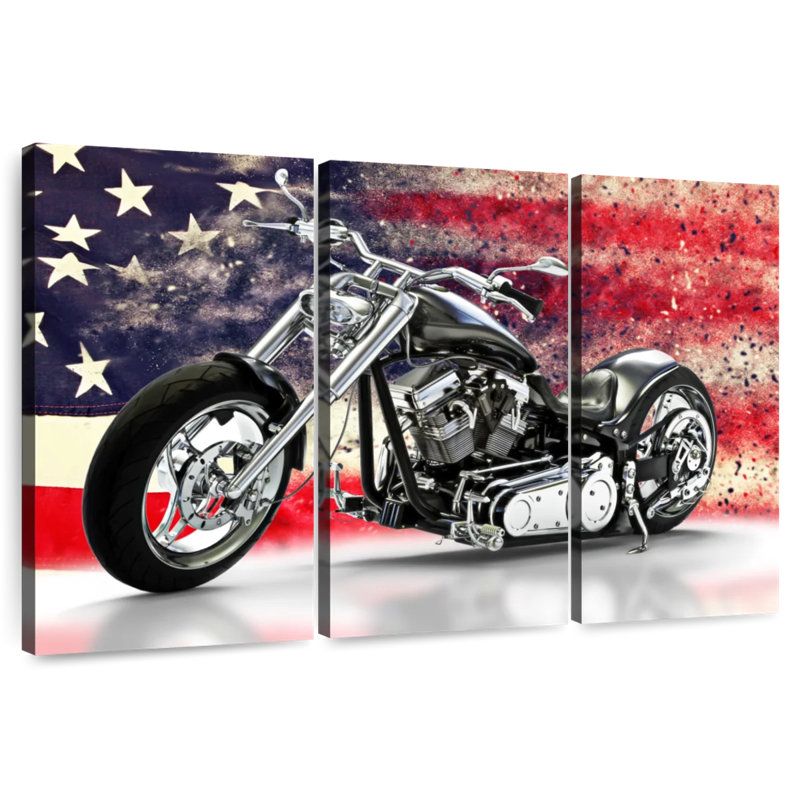 Drapeau américain Mehar et moto, H 24 po x l 38 po