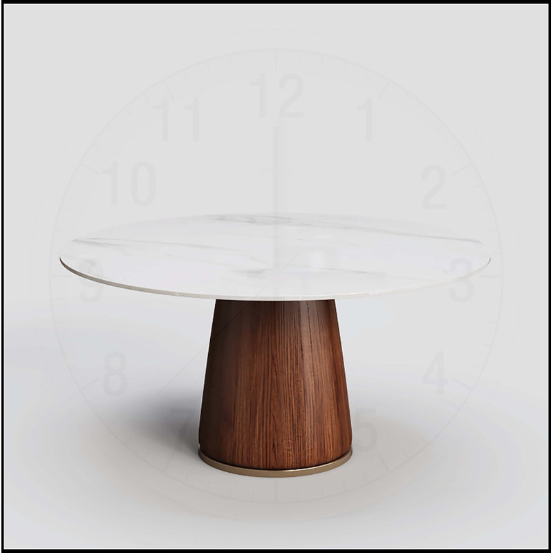 Grande table de salle à manger en bois massif avec plateau en pierre frittée pour 6 personnes, durable et élégante