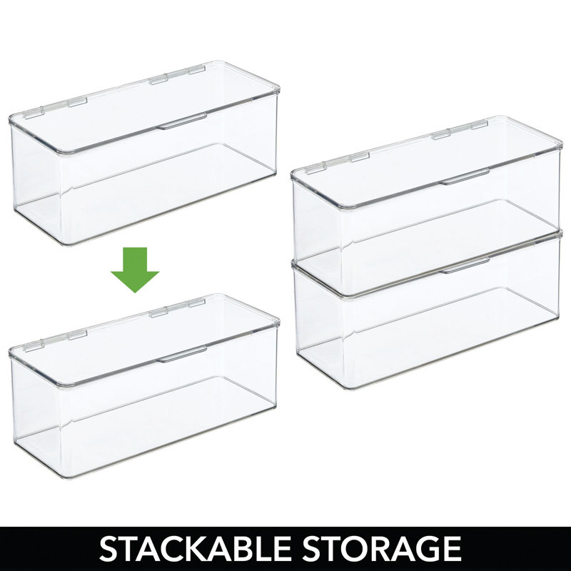 Boîte de rangement pour garde-manger / réfrigérateur mDesign - couvercle à charnières, transparent