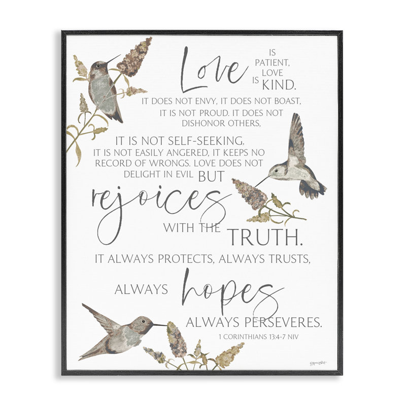 «Love Is patient Inspirational», estampe numérique, conception par Annie Lapoint, H 20 po x l 16 po