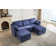Calkins Modular Couch Sofa Storage Seats And Double Reversible Ottomans, Blue