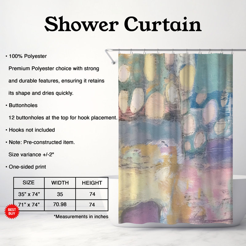 Rideau de douche abstrait Fosebauer, H 74 po x l 71 po